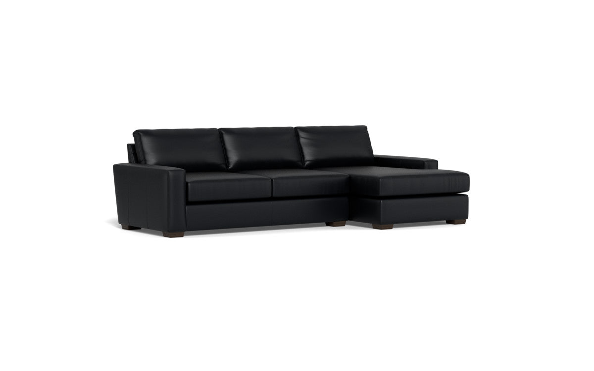 Mas Mesa 123" Deep Leather Right Chaise Sectional - Tribeca Black