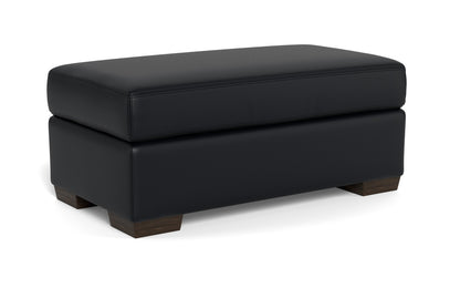Mesa Leather Ottoman - Tribeca Black