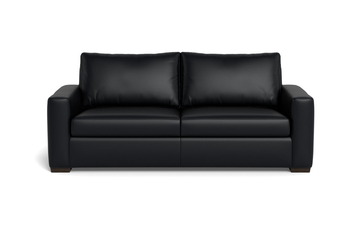 Mas Mesa 88" Deep Leather Sofa - Tribeca Black