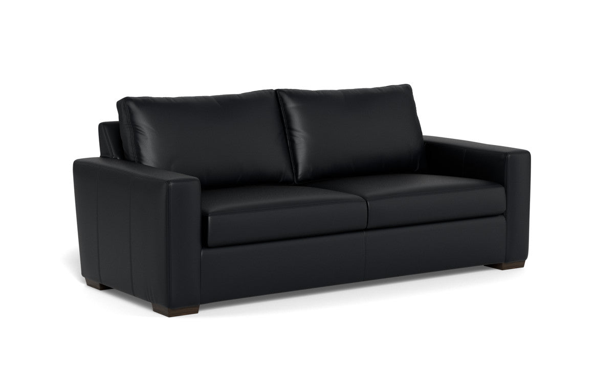 Mas Mesa 88" Deep Leather Sofa - Tribeca Black