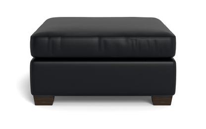 Track Leather Cocktail Ottoman - Tribeca Black