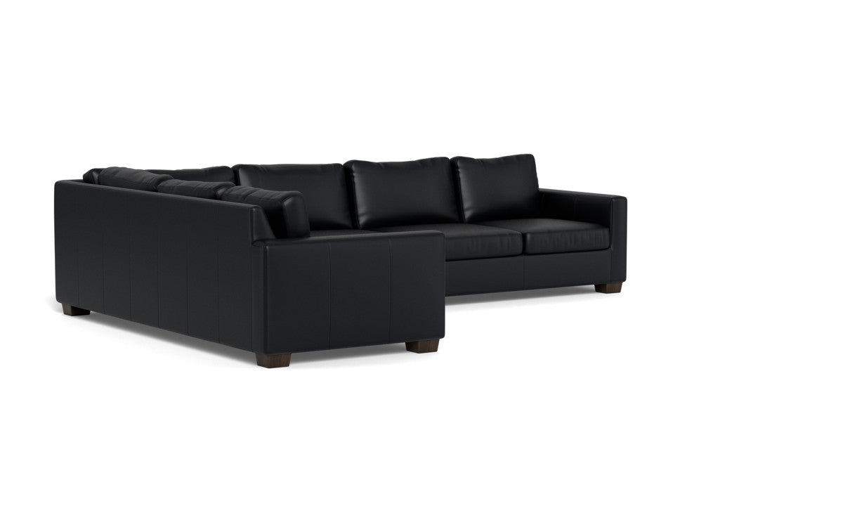 Track 121" Leather Right Corner Sleeper Sectional - Tribeca Black