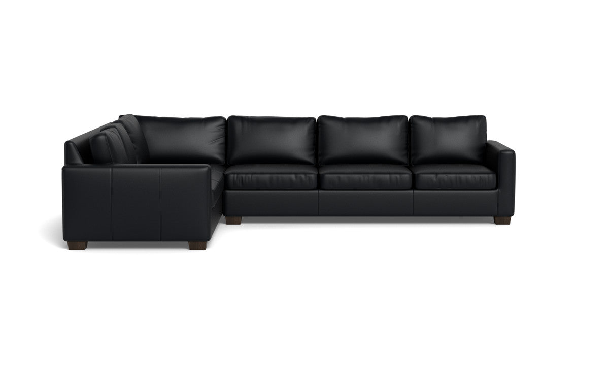 Track 121" Leather Right Corner Sleeper Sectional - Tribeca Black