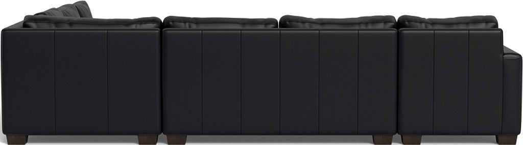 Track 141" Leather Corner Sectionals W. Full Sleeper & Left Chaise - Tribeca Black