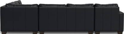 Track 141" Leather Corner Sectionals W. Full Sleeper & Left Chaise - Tribeca Black