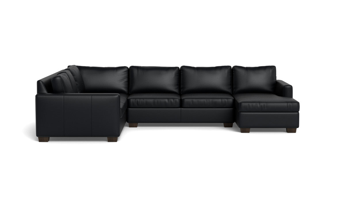 Track 141" Leather Corner Sectionals W. Full Sleeper & Right Chaise