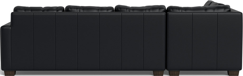 Track 121" Leather Left Chaise Sleeper Sectional - Tribeca Black