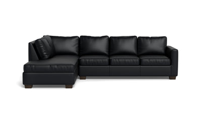 Track 121" Leather Left Chaise Sleeper Sectional - Tribeca Black