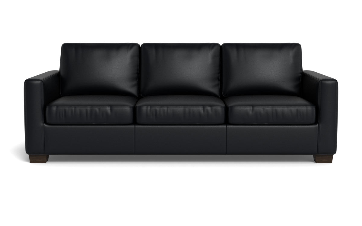 Track 87" Leather Queen Sleeper Sofa - Tribeca Black