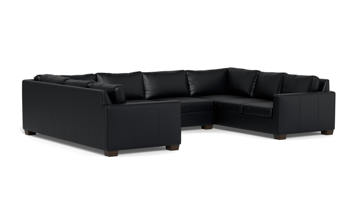 Track 141" Leather Corner Sofa U Sectional - Tribeca Black