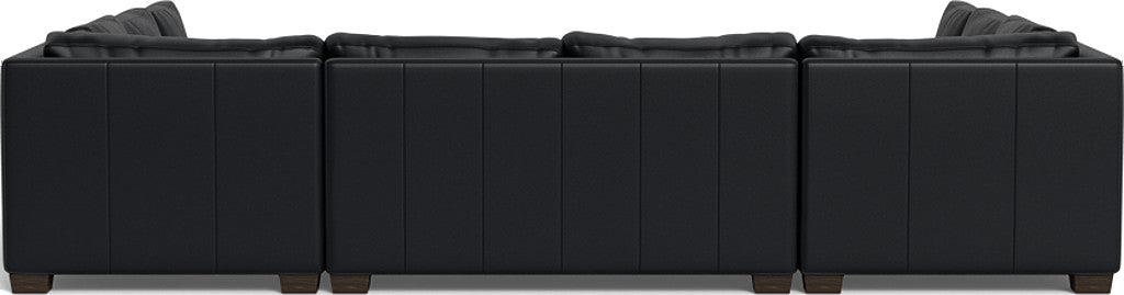 Track 141" Leather Corner Sofa U Sectional - Tribeca Black