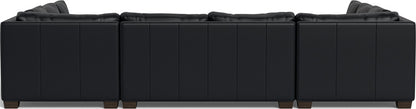 Track 141" Leather Corner Sofa U Sectional - Tribeca Black