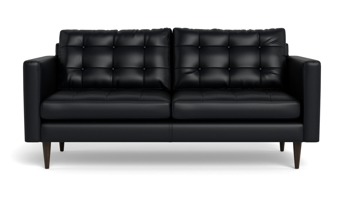 Wallace 74" Leather Apartment Sofa - Tribeca Black