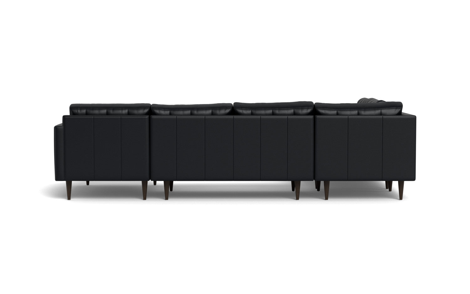 Wallace 131" Leather Corner Sectionals w. Right Chaise - Tribeca Black