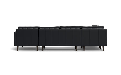 Wallace 131" Leather Corner Sectionals w. Right Chaise - Tribeca Black