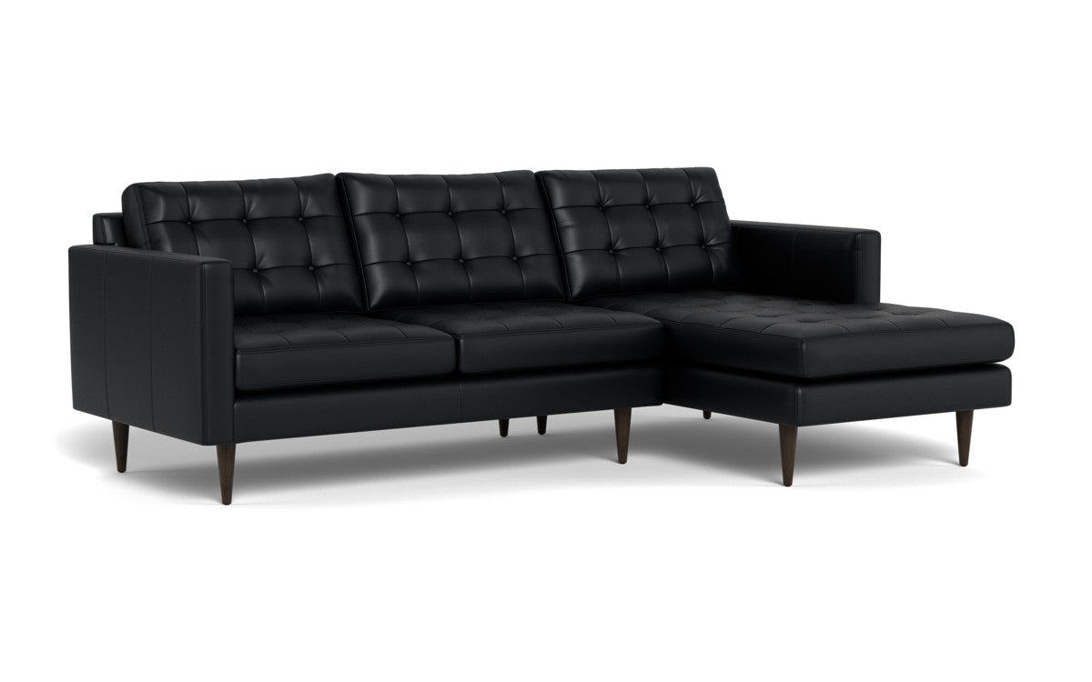 Wallace 98" Leather Right Chaise Sectional - Tribeca Black
