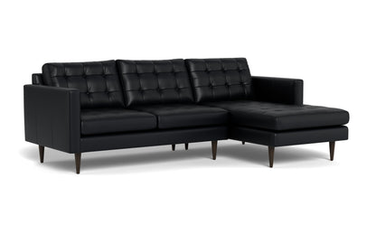 Wallace 98" Leather Right Chaise Sectional - Tribeca Black