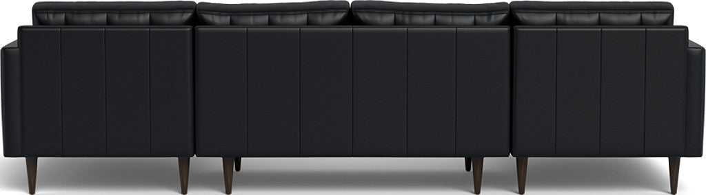 Wallace 126" Leather Double Chaise U Sectional - Tribeca Black