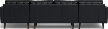 Wallace 126" Leather Double Chaise U Sectional - Tribeca Black
