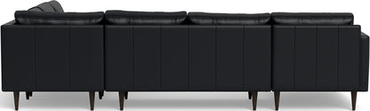 Wallace 130" Leather Untufted Corner Sectionals w. Left Chaise - Tribeca Black