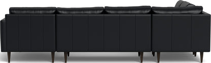 Wallace 131" Leather Untufted Corner Sectionals w. Right Chaise - Tribeca Black