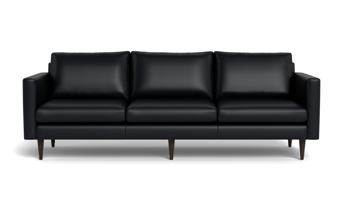 Wallace 98" Leather Untufted Estate Sofa - Tribeca Black