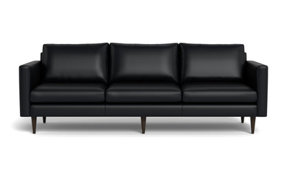 Wallace 98" Leather Untufted Estate Sofa - Tribeca Black