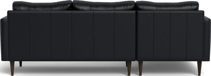 Wallace 98" Leather Untufted Left Chaise Sectional - Tribeca Black