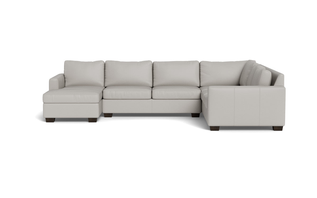 Track 141" Leather Corner Sectionals W. Full Sleeper & Left Chaise - Tribeca Chelsea