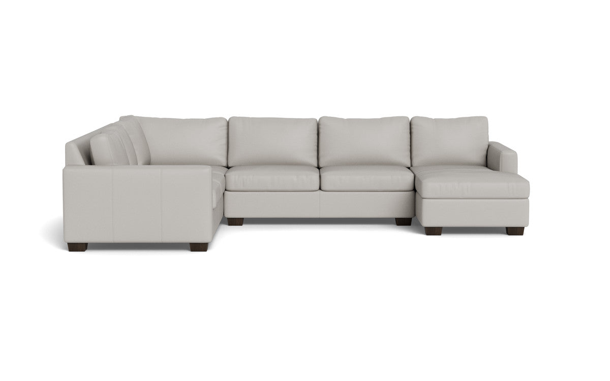 Track 141" Leather Corner Sectionals W. Full Sleeper & Right Chaise