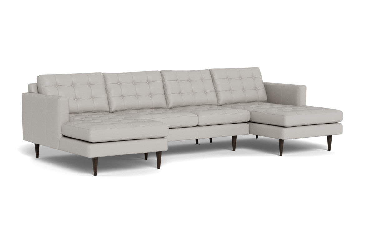 Wallace 126" Leather Double Chaise U Sectional - Tribeca Chelsea