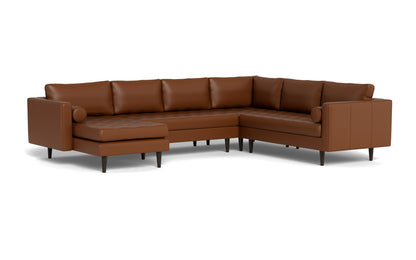 Ladybird 133" Leather Corner Sectionals w. Left Chaise - Tribeca Chestnut