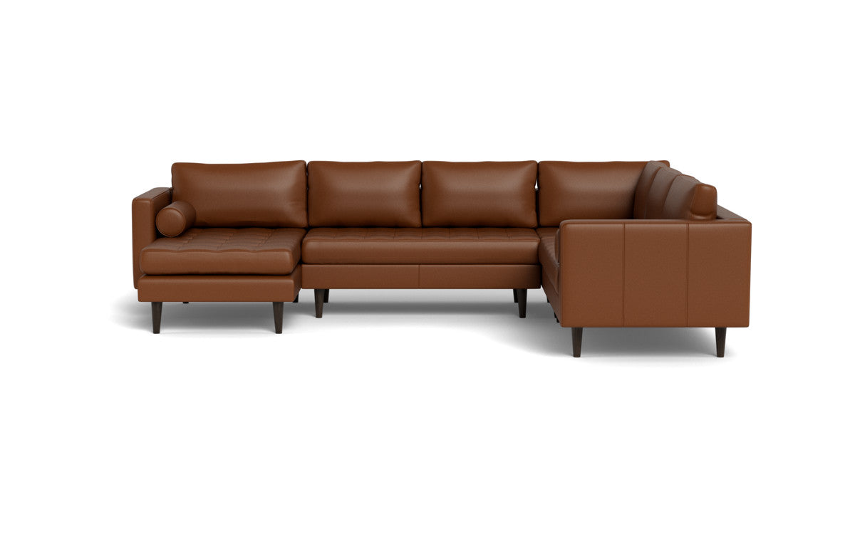 Ladybird 133" Leather Corner Sectionals w. Left Chaise - Tribeca Chestnut