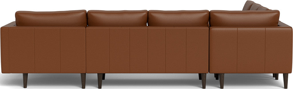 Ladybird 133" Leather Corner Sectionals w. Right Chaise - Tribeca Chestnut