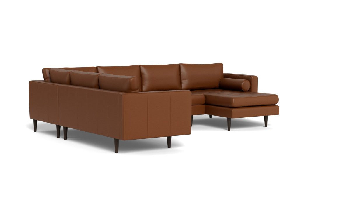 Ladybird 133" Leather Corner Sectionals w. Right Chaise - Tribeca Chestnut