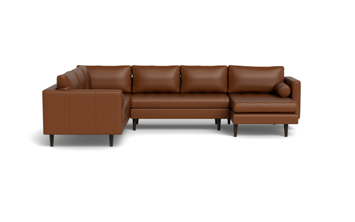 Ladybird 133" Leather Corner Sectionals w. Right Chaise - Tribeca Chestnut