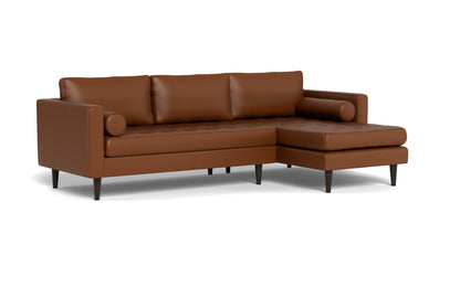 Ladybird 102" Leather Right Chaise Sectional - Tribeca Chestnut