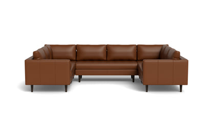 Ladybird 134" Leather U Sectional - Tribeca Chestnut