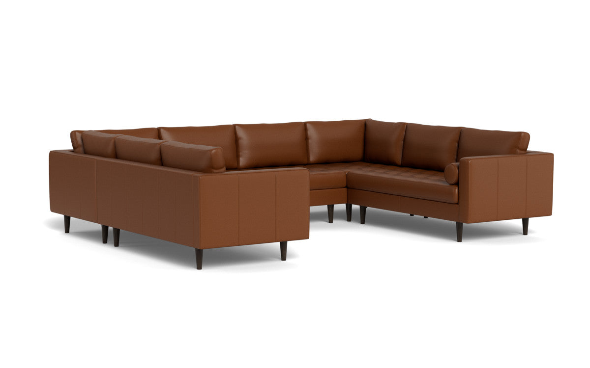 Ladybird 134" Leather U Sectional - Tribeca Chestnut