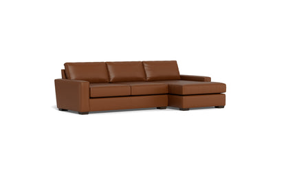 Mas Mesa 123" Deep Leather Right Chaise Sectional - Tribeca Chestnut