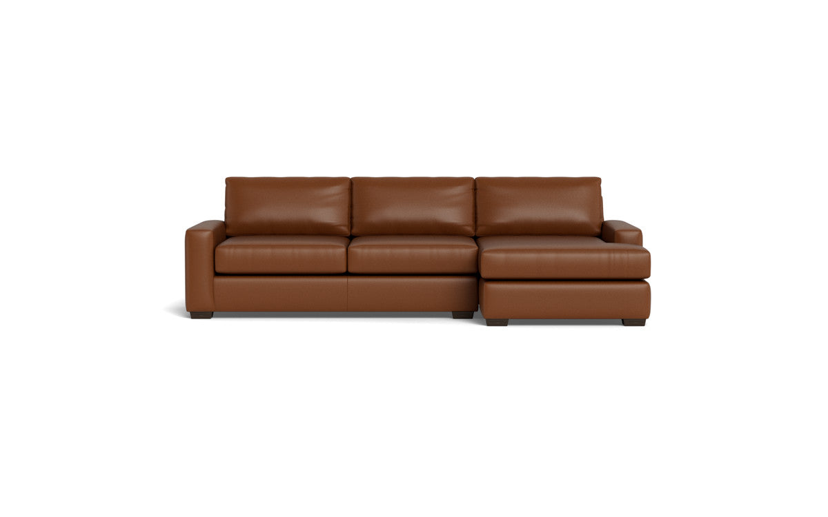 Mas Mesa 123" Deep Leather Right Chaise Sectional - Tribeca Chestnut