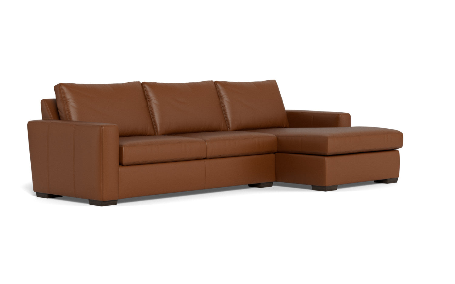 Mesa 123" Leather Right Chaise Sectional - Tribeca Chestnut