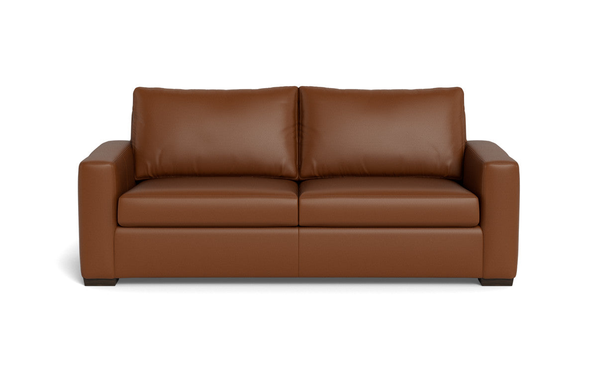 Mas Mesa 88" Deep Leather Sofa - Tribeca Chestnut