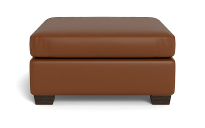 Track Leather Cocktail Ottoman - Tribeca Chestnut