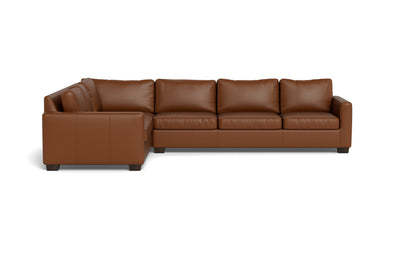 Track 121" Leather Right Corner Sleeper Sectional - Tribeca Chestnut