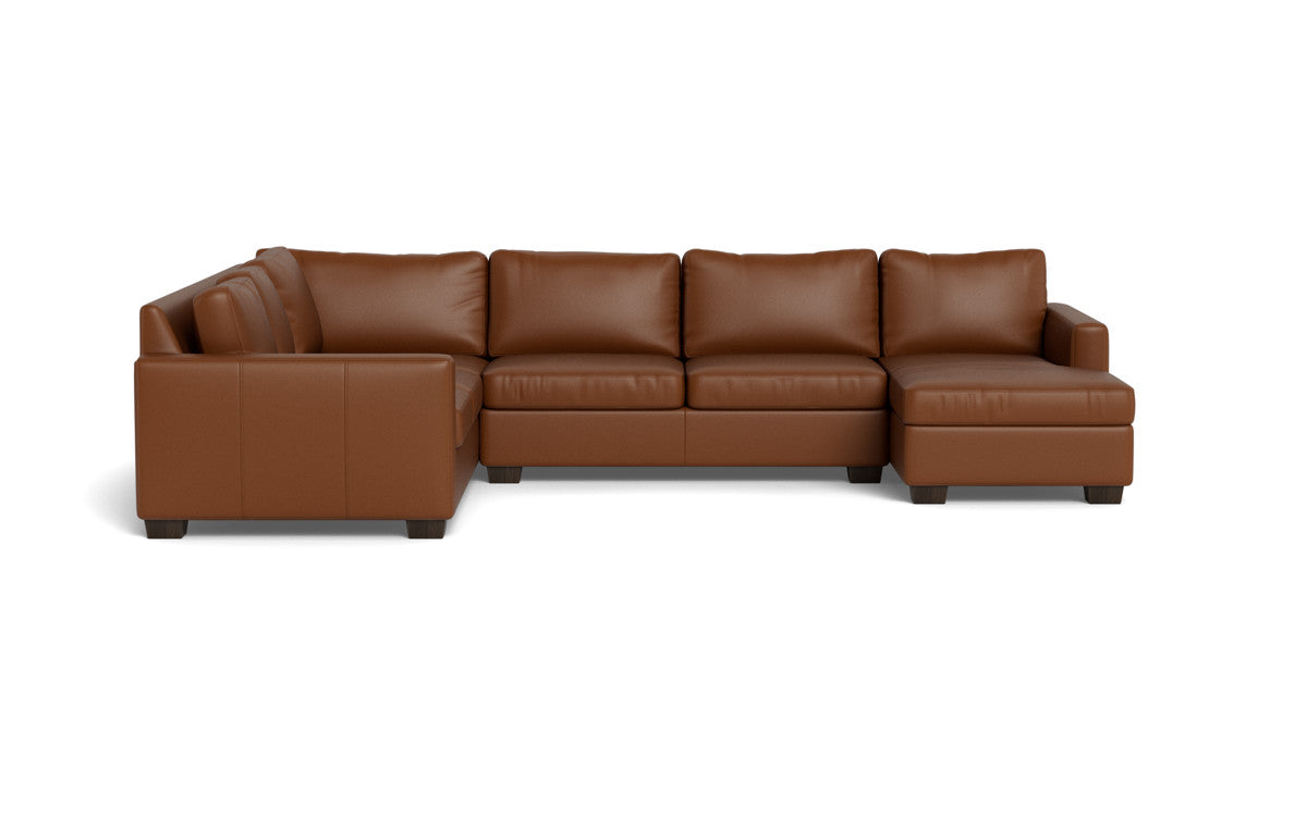 Track 141" Leather Corner Sectionals W. Full Sleeper & Right Chaise