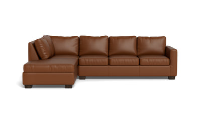 Track 121" Leather Left Chaise Sleeper Sectional - Tribeca Chestnut