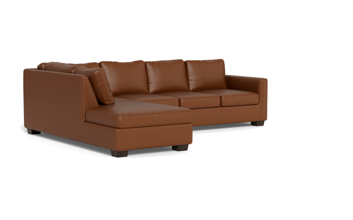 Track 121" Leather Left Chaise Sleeper Sectional - Tribeca Chestnut