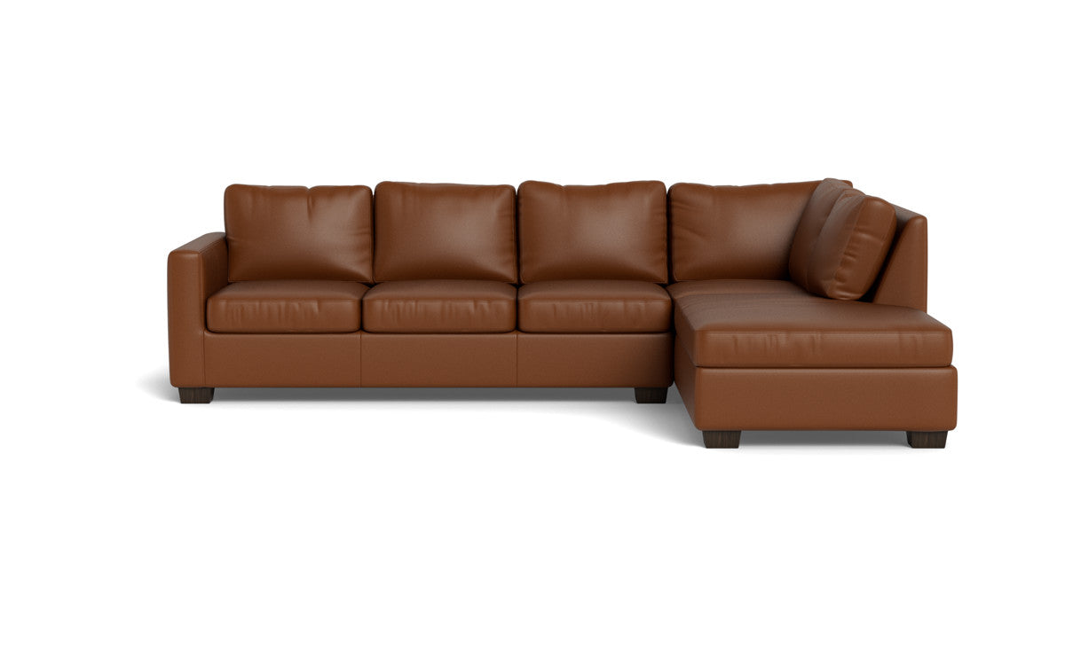 Track 121" Leather Right Chaise Sleeper Sectional - Tribeca Chestnut