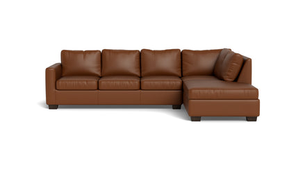 Track 121" Leather Right Chaise Sleeper Sectional - Tribeca Chestnut